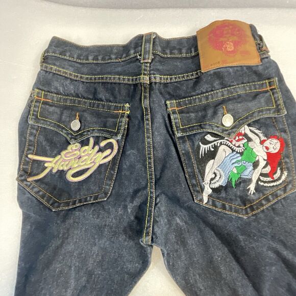 Ed Hardy Jeans 34x32 Embroidered King Kong Ape & Woman GnuFashion